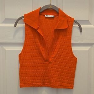 Zara Orange Textured Women's Top